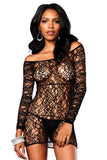 Web Net Long Sleeve Mini Dress in OS