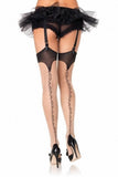 Sheer Spandex Stockings with Scroll Printed Backseam in OS