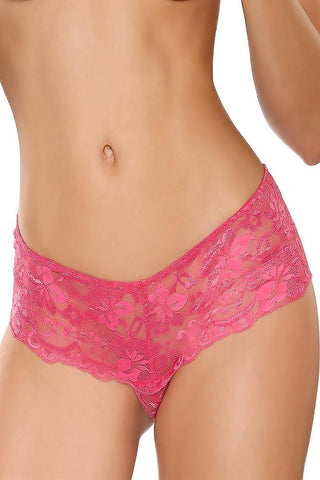 Pink Lace Thong with Cutout and Mesh Bow in OS