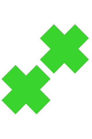 Neon Vinyl 'X' Pasties in Green