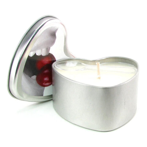 Edible Massage Oil Heart Candle 4.7oz/133g in Cherry