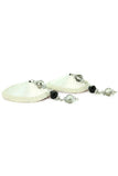 Round White Satin Nipple Covers with Black & Silver Beads