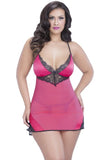 Satin Shelf Cup Babydoll & G-String Set in 1X