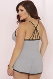 Heather Grey Jersey Knit Cami and Short Set in 1X/2X
