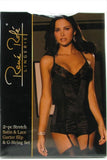 Satin & Lace Garter Slip Set Black in M/L