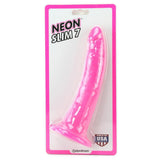 Neon Slim 7 Dildo in Pink