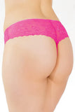 Neon Pink Scalloped Lace and Mesh Thong in OSXL