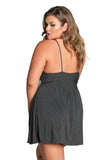 Heather Grey Flowy Nightie with Goddess Lace in 1X/2X
