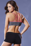 Grey and Coral Push Up Sports Bra in S