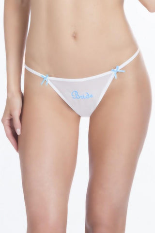 Bridal Thong with Veil and Bluebird Embroidery in L/XL