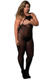 Opaque Halter Crotchless and Open Cup Bodystocking in OSXL