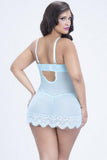 Eyelash Lace Babydoll & G-String Set in 4X