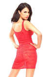Kissable Red Stretch Lace Tank Dress in OS