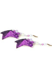 Sequin Star Nipple Covers with Pewter Charm in Purple