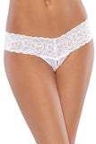 Crotchless Stretch Lace & Mesh Thong White in OSXL