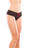 Flocked Heart Mesh Crotchless Panty in OS