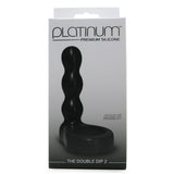 Platinum Silicone The Double Dip 2 Cock Ring Plug in Black