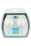 Round White Satin Nipple Covers with Pink Crystal Beading
