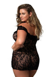 Black Floral Lace Halter Chemise in OSXL