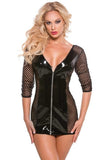 Vinyl & Fishnet Dress in OS
