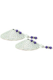 Round Crystal Nipple Covers with Anodized Beads in Silver