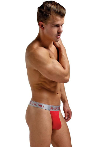 Bright Red Silk Micro Thong in M