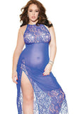 Full Length Sheer & Lace Gown in OSXL