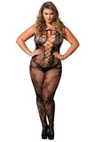 Seamless Floral Lace Bodystocking in OSXL