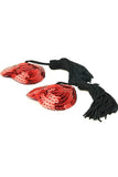 Sequined Heart Pasties With Tassels Red & Black in OS