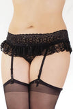 Black Lace Panty with Ruffled Skirt in OSXL