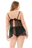 Tiffany Dot Mesh Babydoll & Panty in 1X
