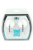 Round White Satin Nipple Covers with Beading and Drop Pearl