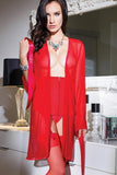 Red Sheer Mesh Robe in OS