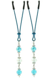 Blue Tweezer Clamps with Light Blue Beaded Tassels