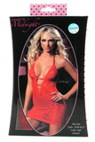 Red Midnight Affair Halter Chemise & Mask in OS