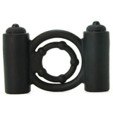 Extreme Double Trouble Silicone Cock Ring in Black