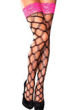 Lace Top Diamond Net Thigh Highs in OS