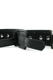 X-PLAY Chained Leather Wrist Cuffs in Black