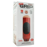 Mega Grip Squeezable Vibrating Mouth Stroker in Red