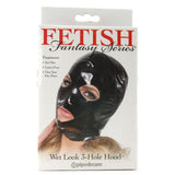 Fetish Fantasy Wet Look 3-Hole Hood Small in Black