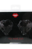 Sequined Heart Pasties With Tassels Black in OS
