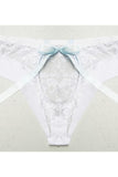 Lace High Waist Keyhole Panty with Blue Ribbon in 3X/4X