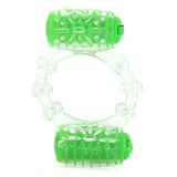 Color Pop Quickie Two-O Double Pleasure Cock Ring in Green