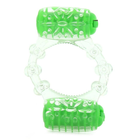 Color Pop Quickie Two-O Double Pleasure Cock Ring in Green