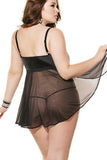 Sequin Mesh Babydoll & G-String Set in 1X/2X