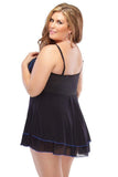 Victorian Dreams Black & Blue Babydoll Set in 1X/2X