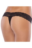 Crotchless Stretch Lace & Mesh Thong Black in OS