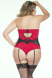 Molded Cup Teddy with Lace Applique & Garters in 2X