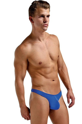 Cobalt Blue Silk Mini Pouch Thong in L