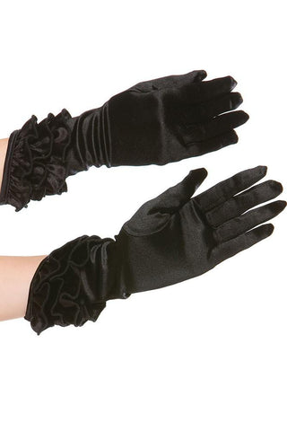 Ruffled Satin Gloves in OS